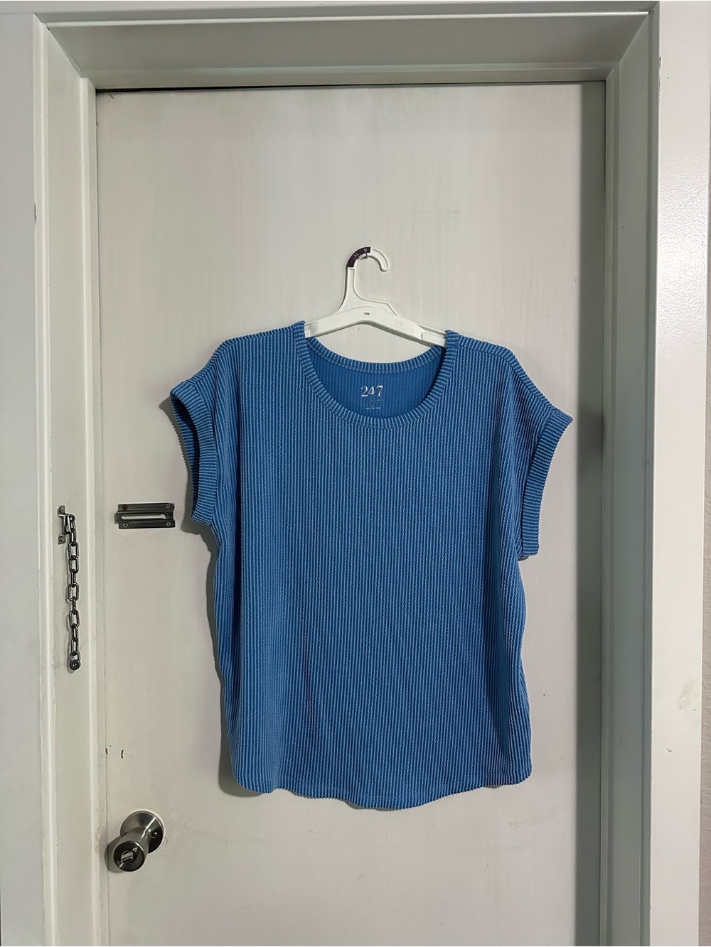 Maurice’s Women's Blue Ribbed Short Sleeve Top